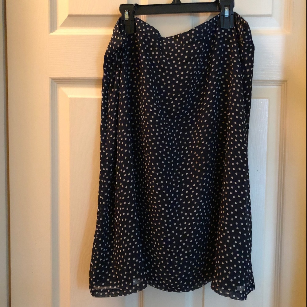 Jaclyn Smith Blue & White Polka Dot A Line Skirt